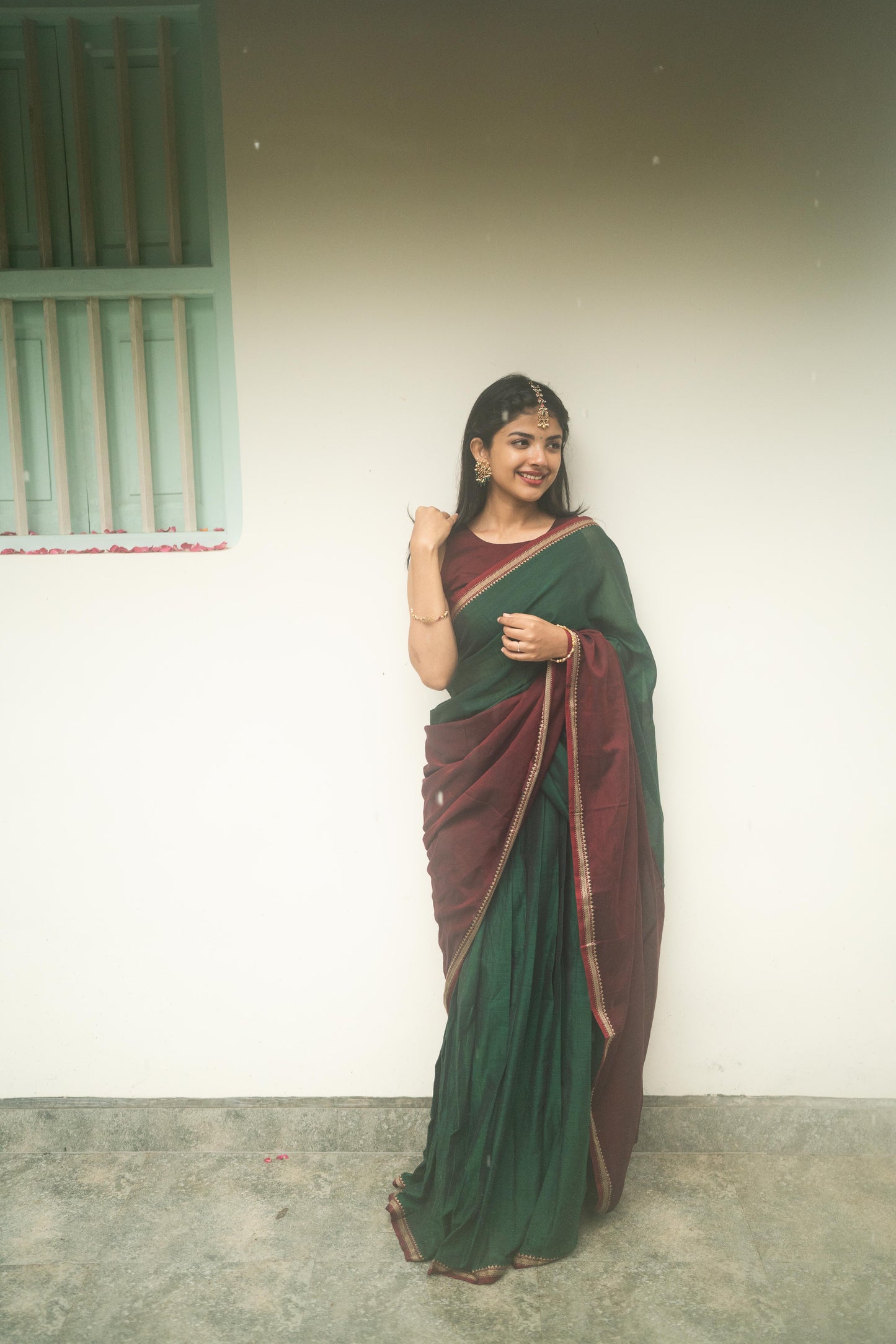 Studio Green With Maroon Half Saree