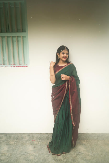 Studio Green With Maroon Half Saree