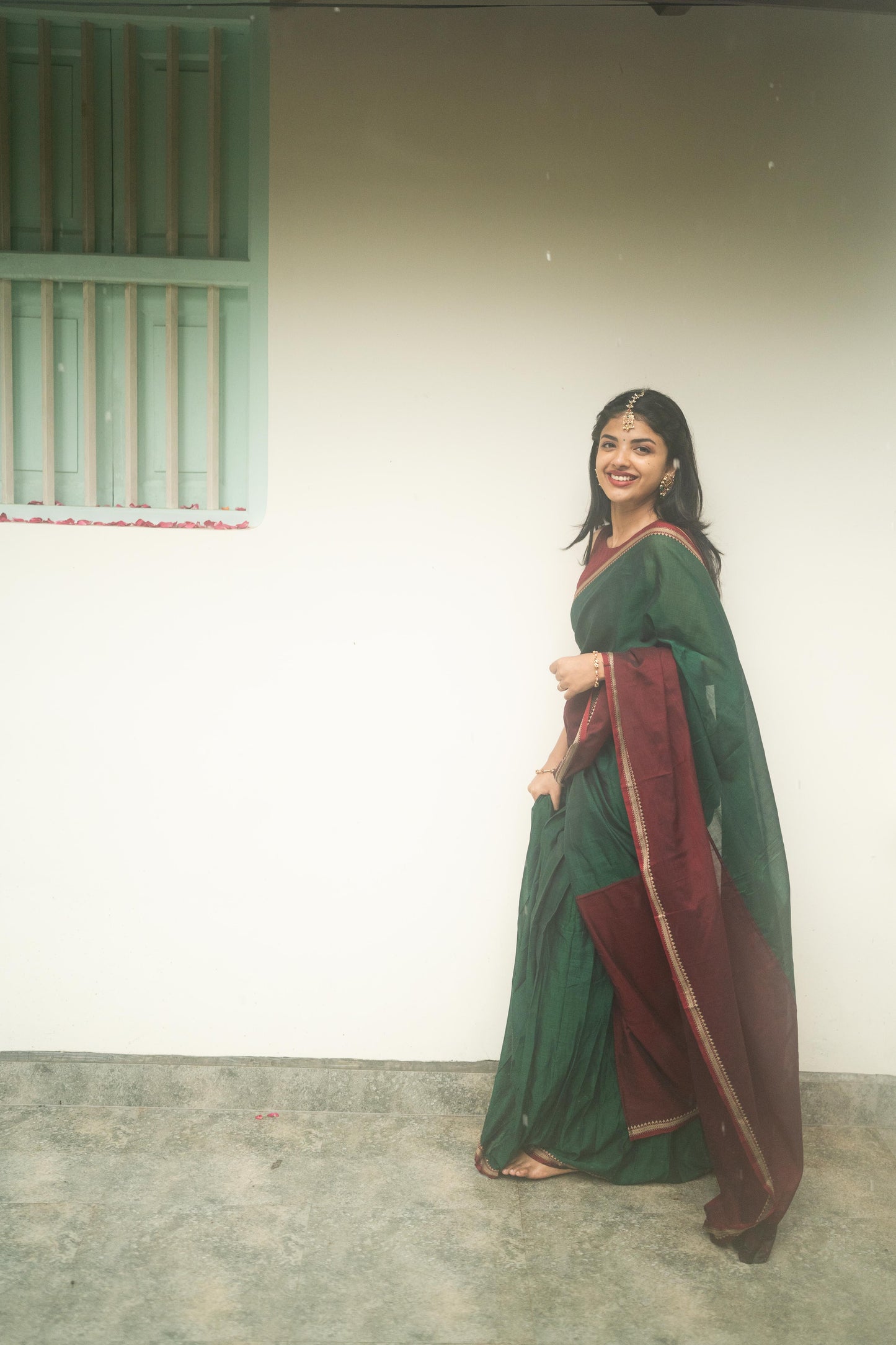 Studio Green With Maroon Half Saree