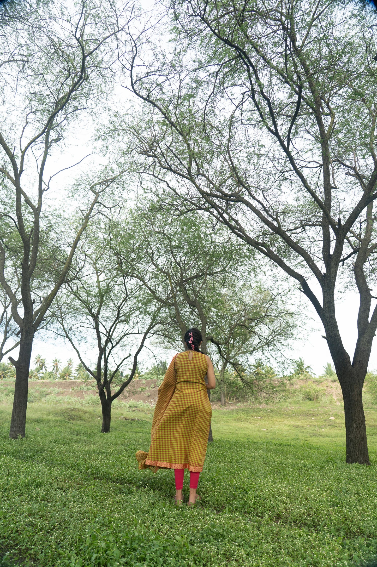 Studio  Green Color Madras Checks Kanchi Cotton (Pant / Bottom Only)