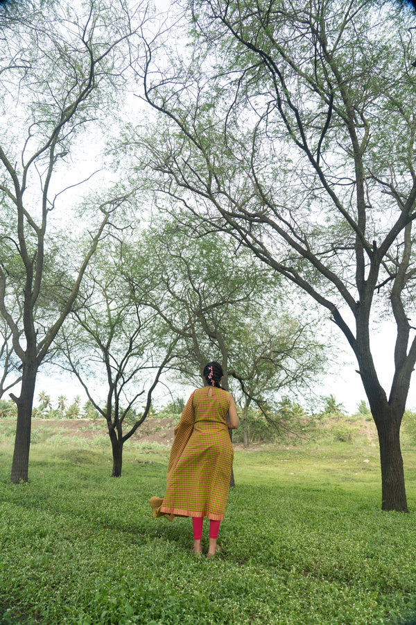 Studio  Green Color Madras Checks Kanchi Cotton (Pant / Bottom Only)