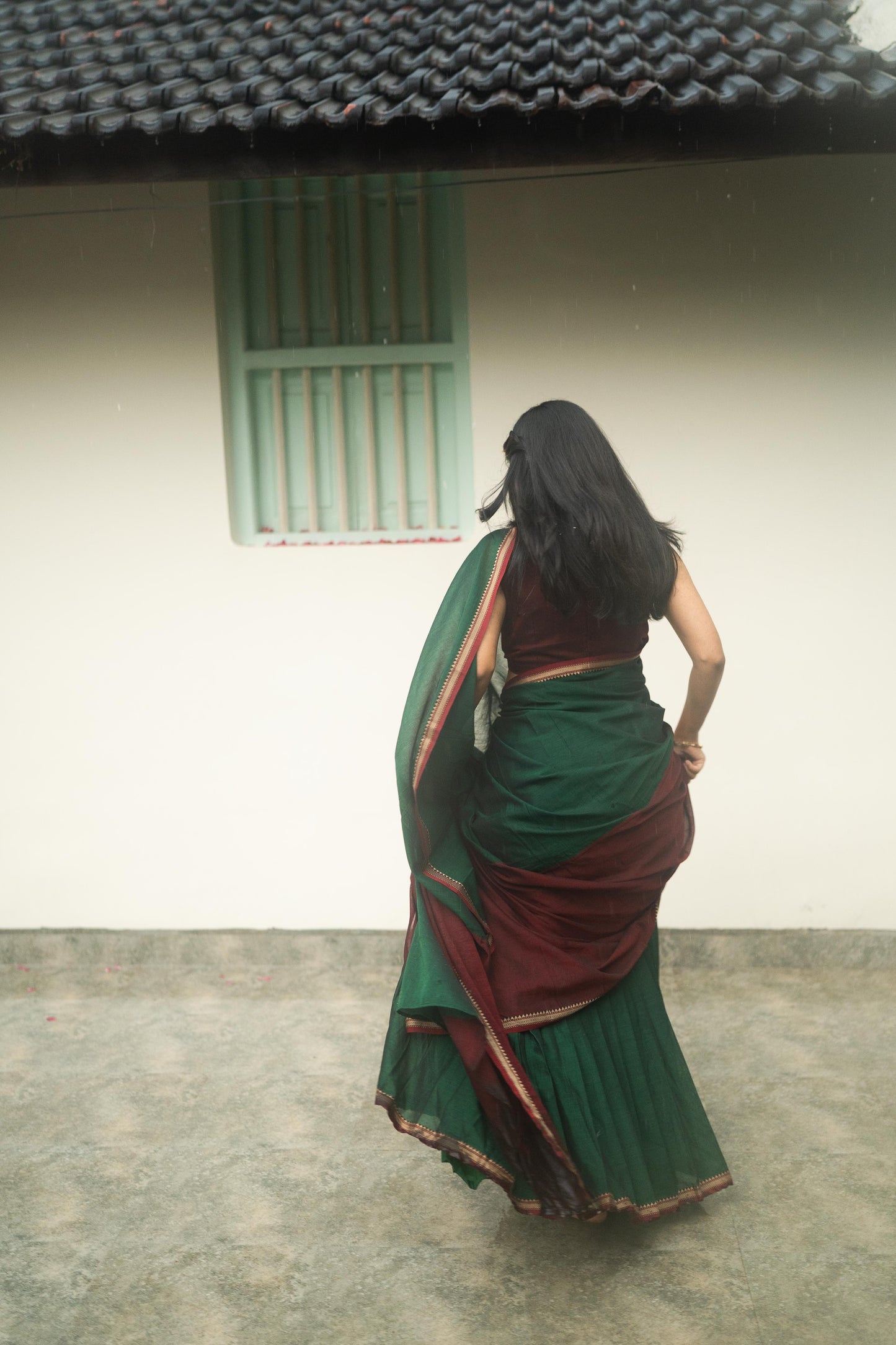 Studio Green With Maroon Half Saree