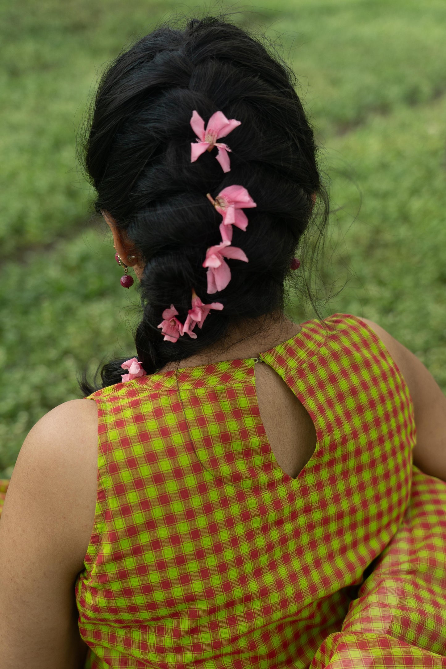 Studio  Green Color Madras Checks Kanchi Cotton (Pant / Bottom Only)