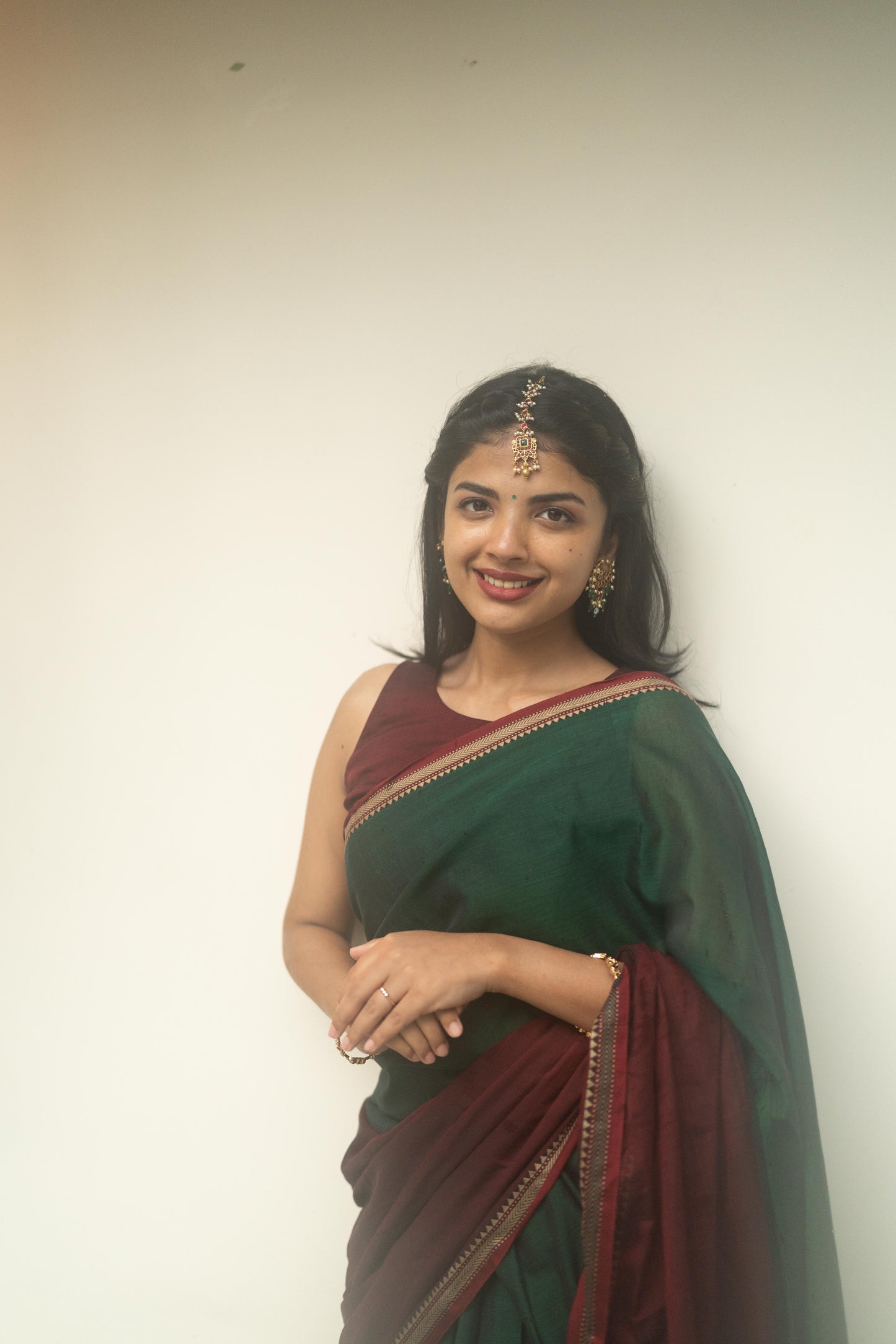 Studio Green With Maroon Half Saree