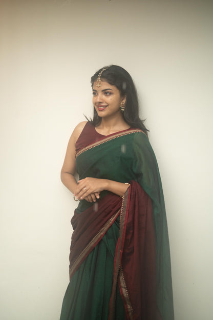 Studio Green With Maroon Half Saree