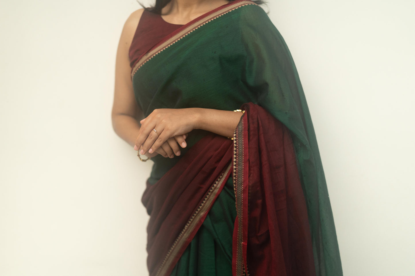 Studio Green With Maroon Half Saree