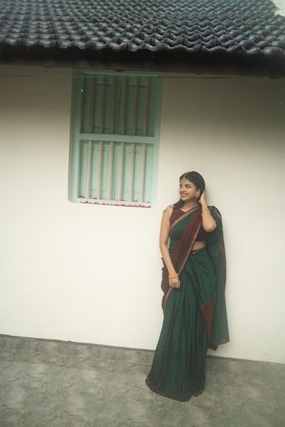 Studio Green With Maroon Half Saree