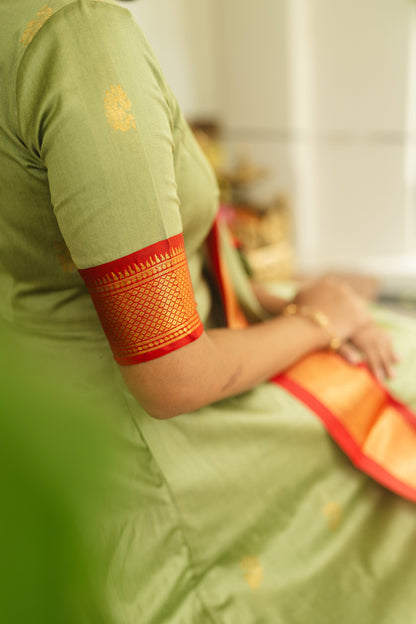 Studio  Pastel Green Silk Cotton Anarkali Top & Dupatta
