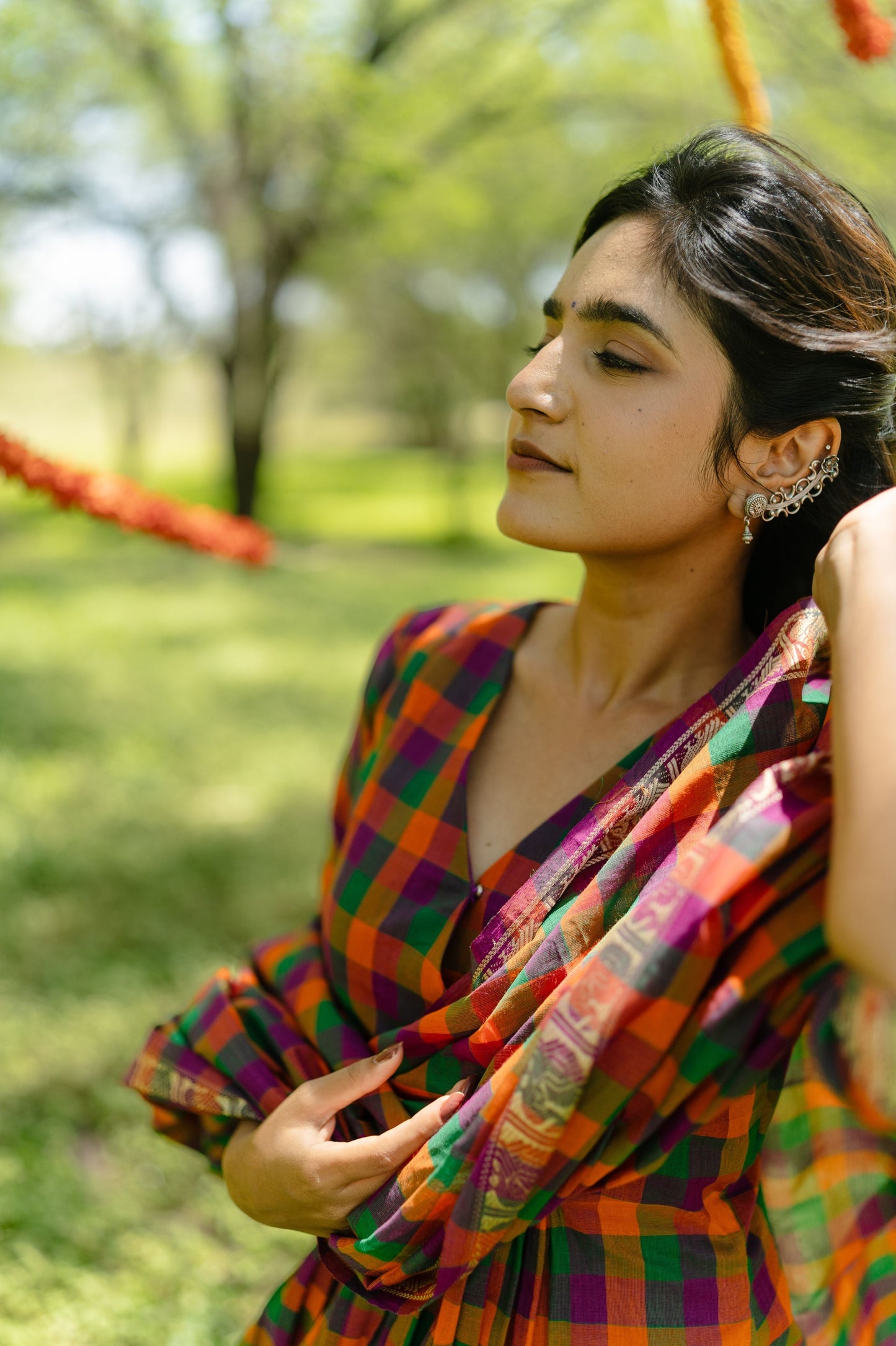 Studio  Multi Color Madras Checks Kanchi Cotton -( Pants / Bottom Only )