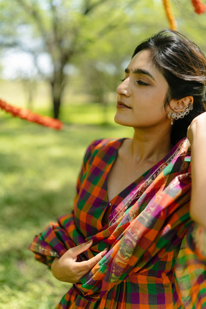 Studio  Multi Color Madras Checks Kanchi Cotton -( Pants / Bottom Only )