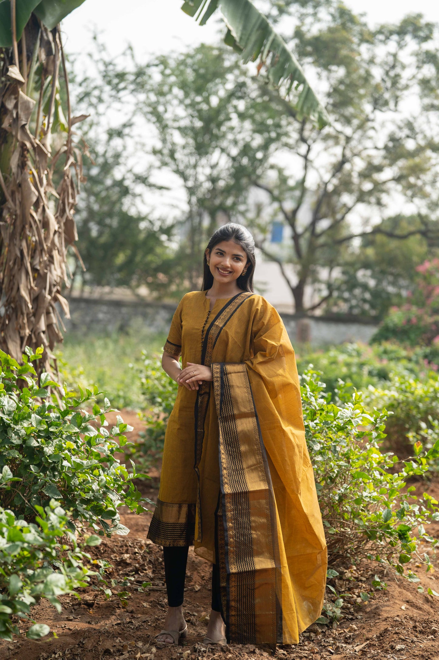 Studio Mustard Kanchi Cotton Top & Dupatta Set