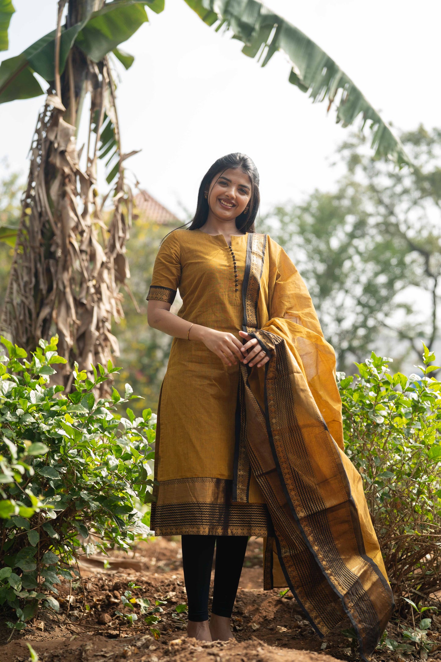 Studio Mustard Kanchi Cotton Top & Dupatta Set