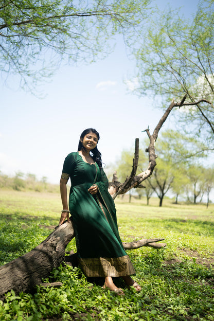 Studio  Bottle Green Malar Anarkali Top & Dupatta