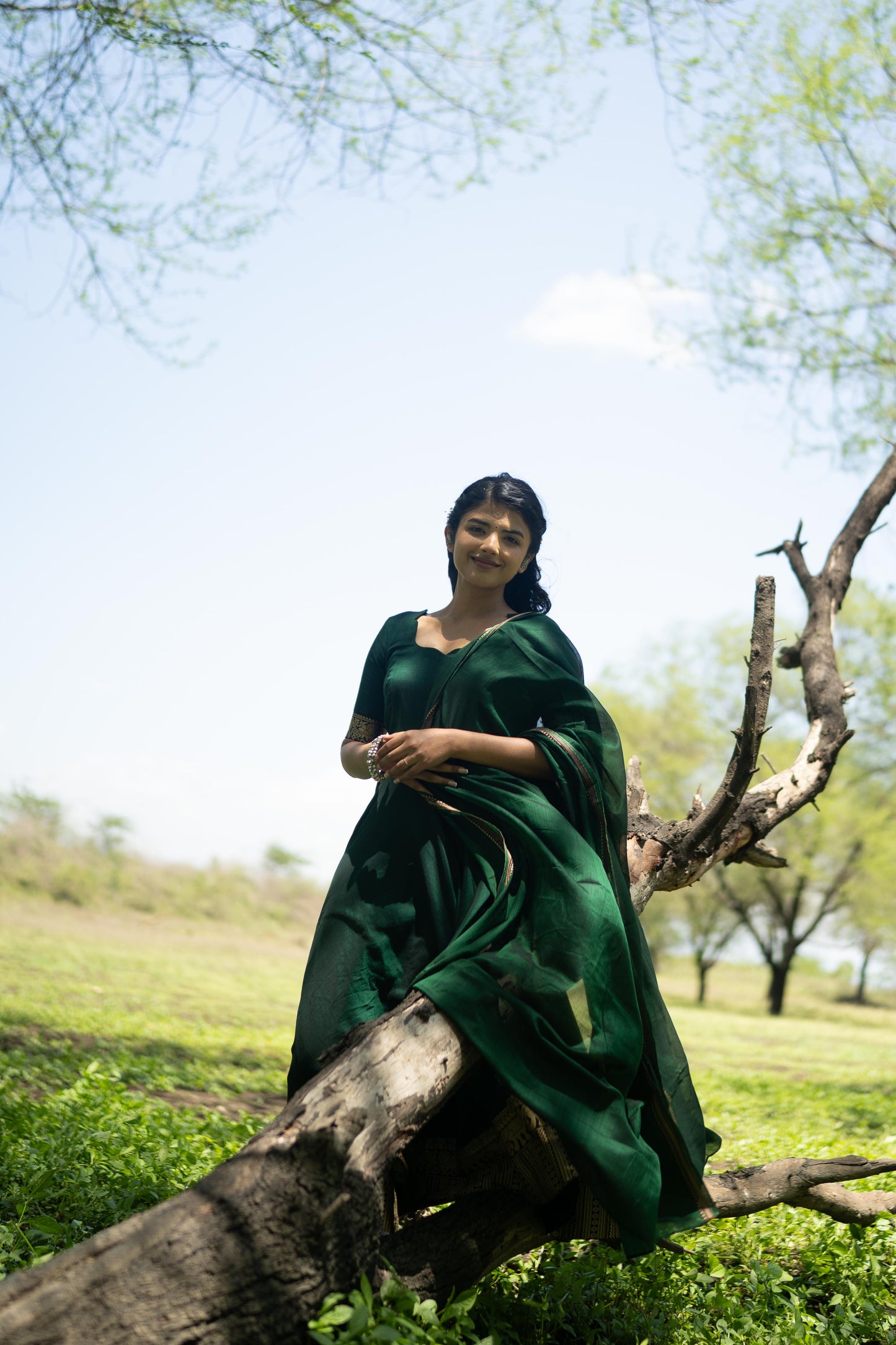 Studio  Bottle Green Malar Anarkali Top & Dupatta