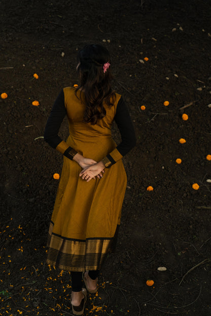 Studio Mustard Anarkali Top & Dupatta Set