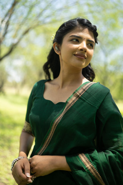 Studio  Bottle Green Malar Anarkali Top & Dupatta