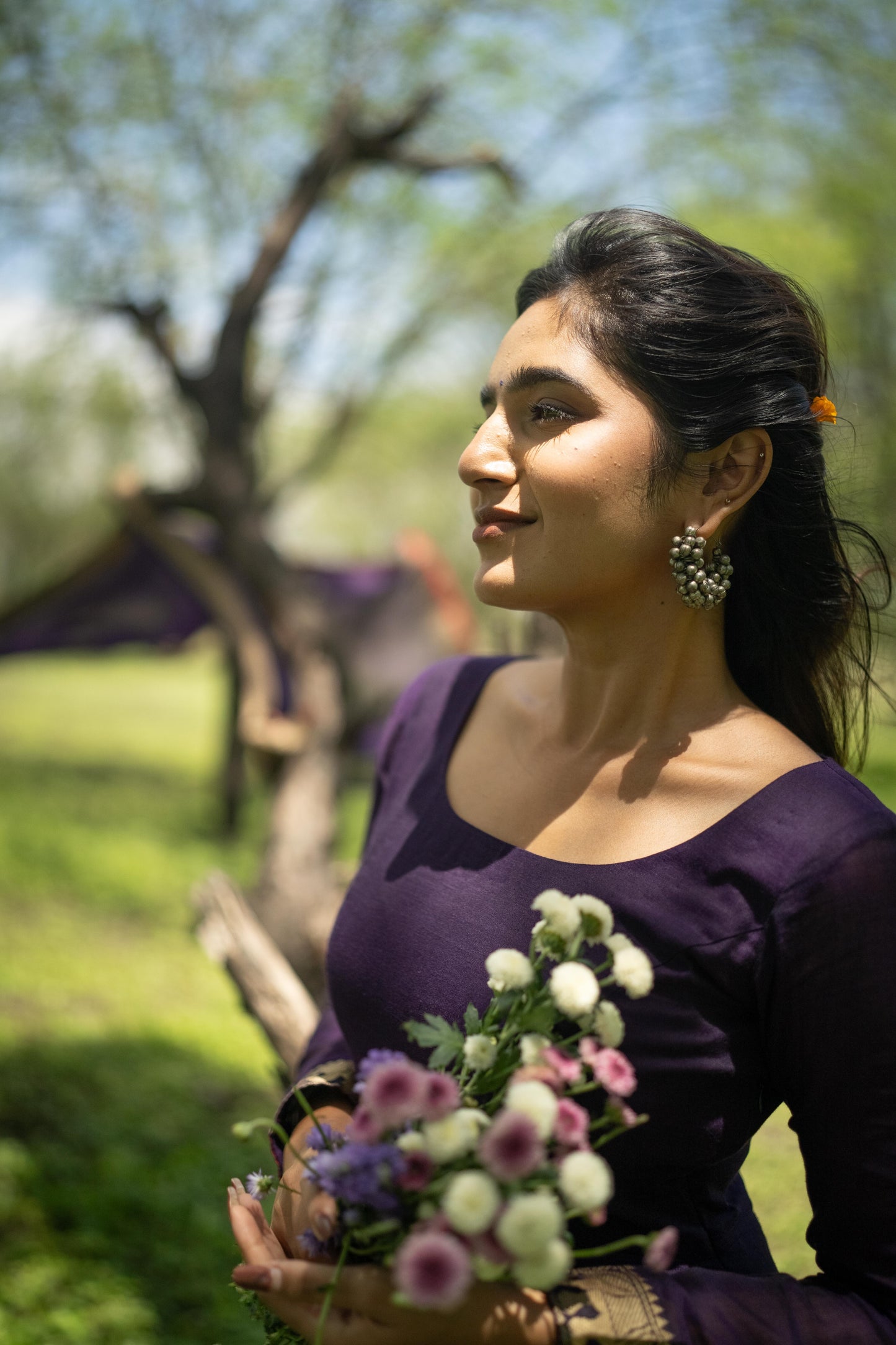 Studio  Jamun Purple Malar Anarkali Top & Dupatta
