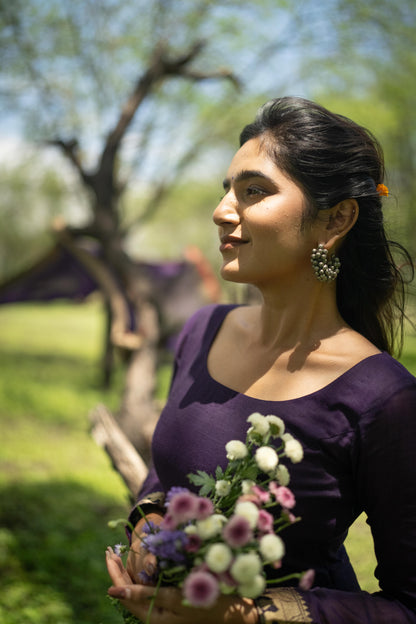 Studio  Jamun Purple Malar Anarkali Top & Dupatta