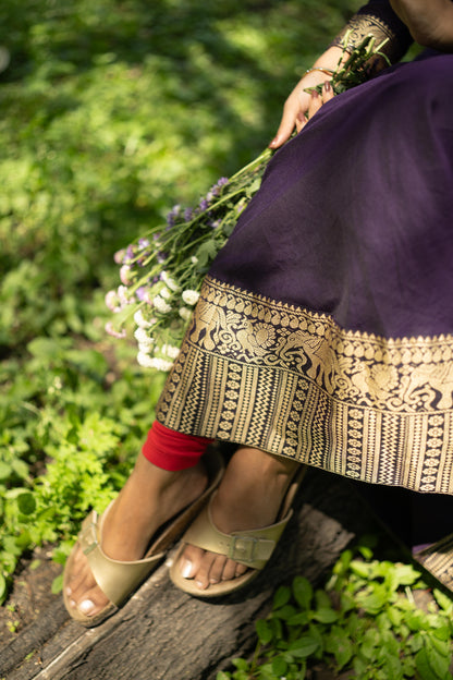 Studio  Jamun Purple Malar Anarkali Top & Dupatta