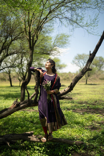 Studio  Jamun Purple Malar Anarkali Top & Dupatta