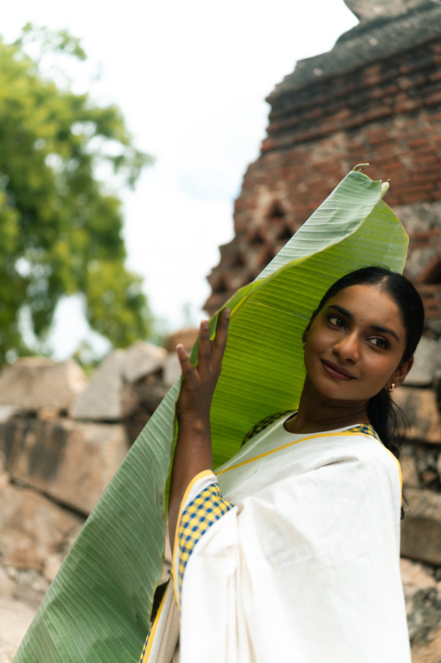 Vaazha Saree and Unstitched Blouse with 1m fabric