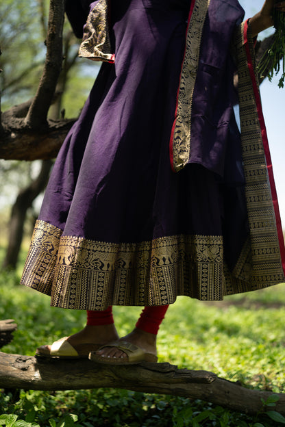 Studio  Jamun Purple Malar Anarkali Top & Dupatta