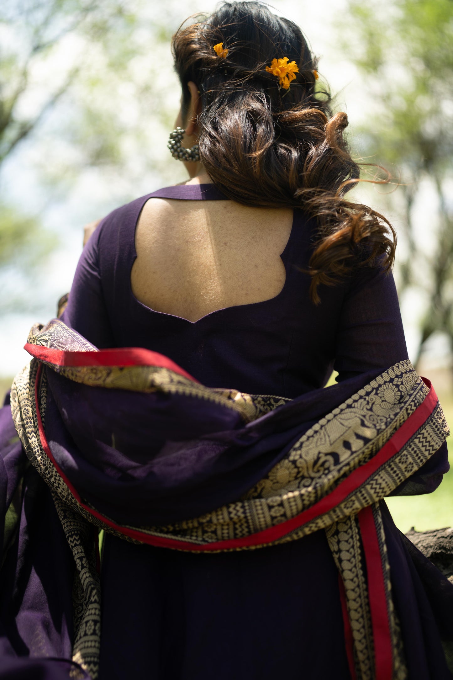 Studio  Jamun Purple Malar Anarkali Top & Dupatta