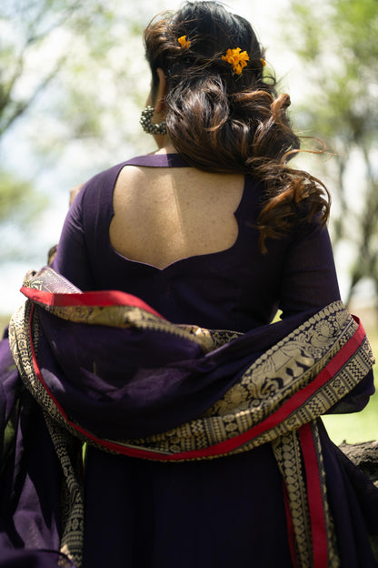 Studio  Jamun Purple Malar Anarkali Top & Dupatta