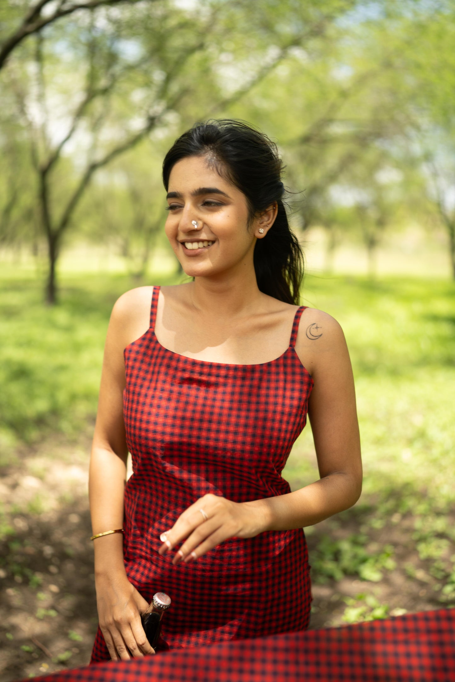 Studio  Red With Navy Blue Top & Dupatta
