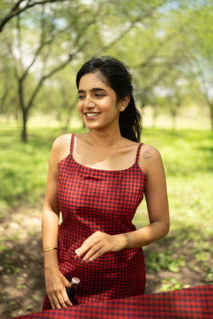 Studio  Red With Navy Blue Top & Dupatta