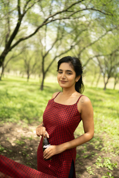 Studio  Red With Navy Blue Top & Dupatta