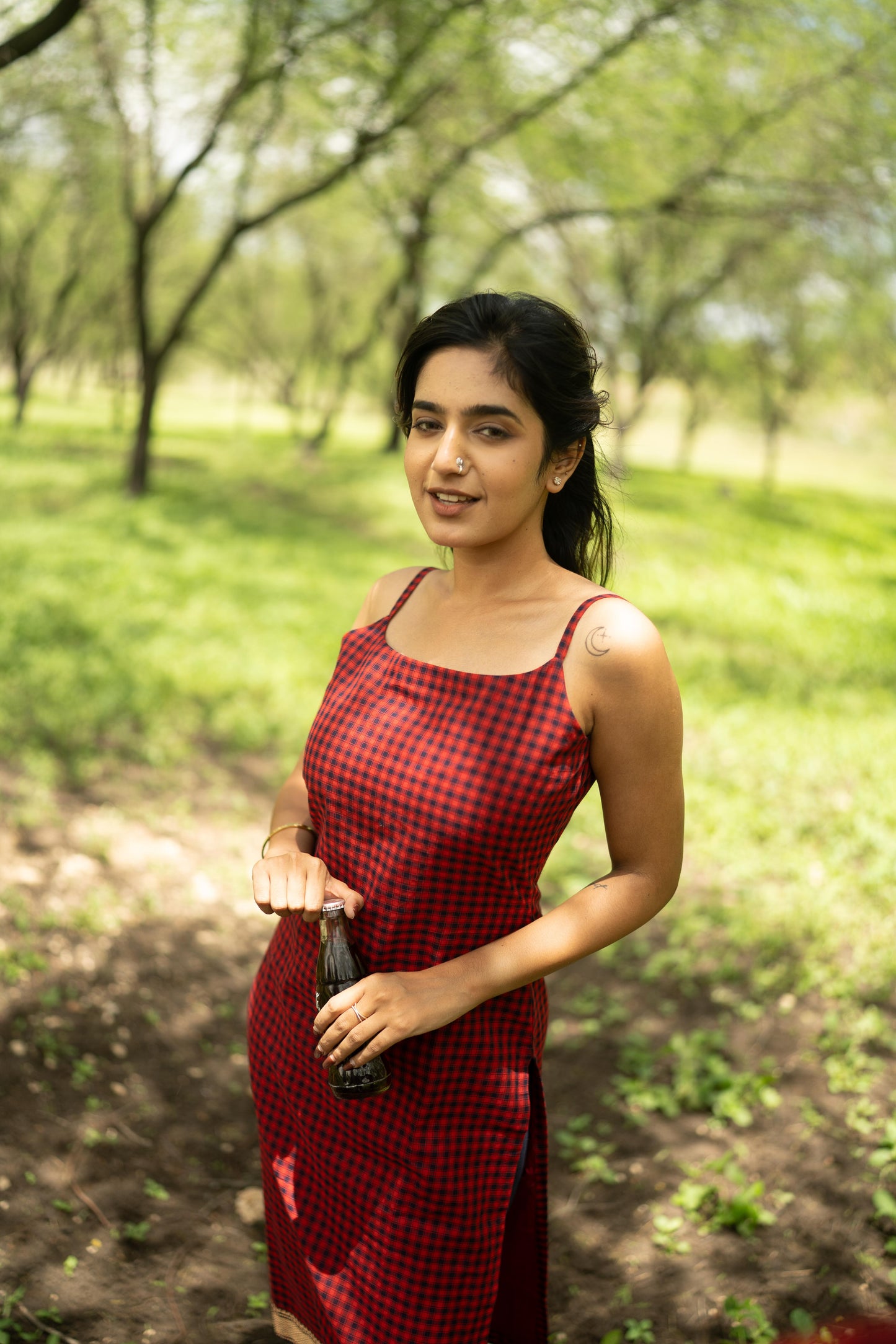 Studio  Red With Navy Blue Top & Dupatta