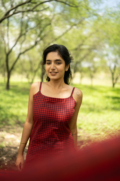 Studio  Red With Navy Blue Top & Dupatta