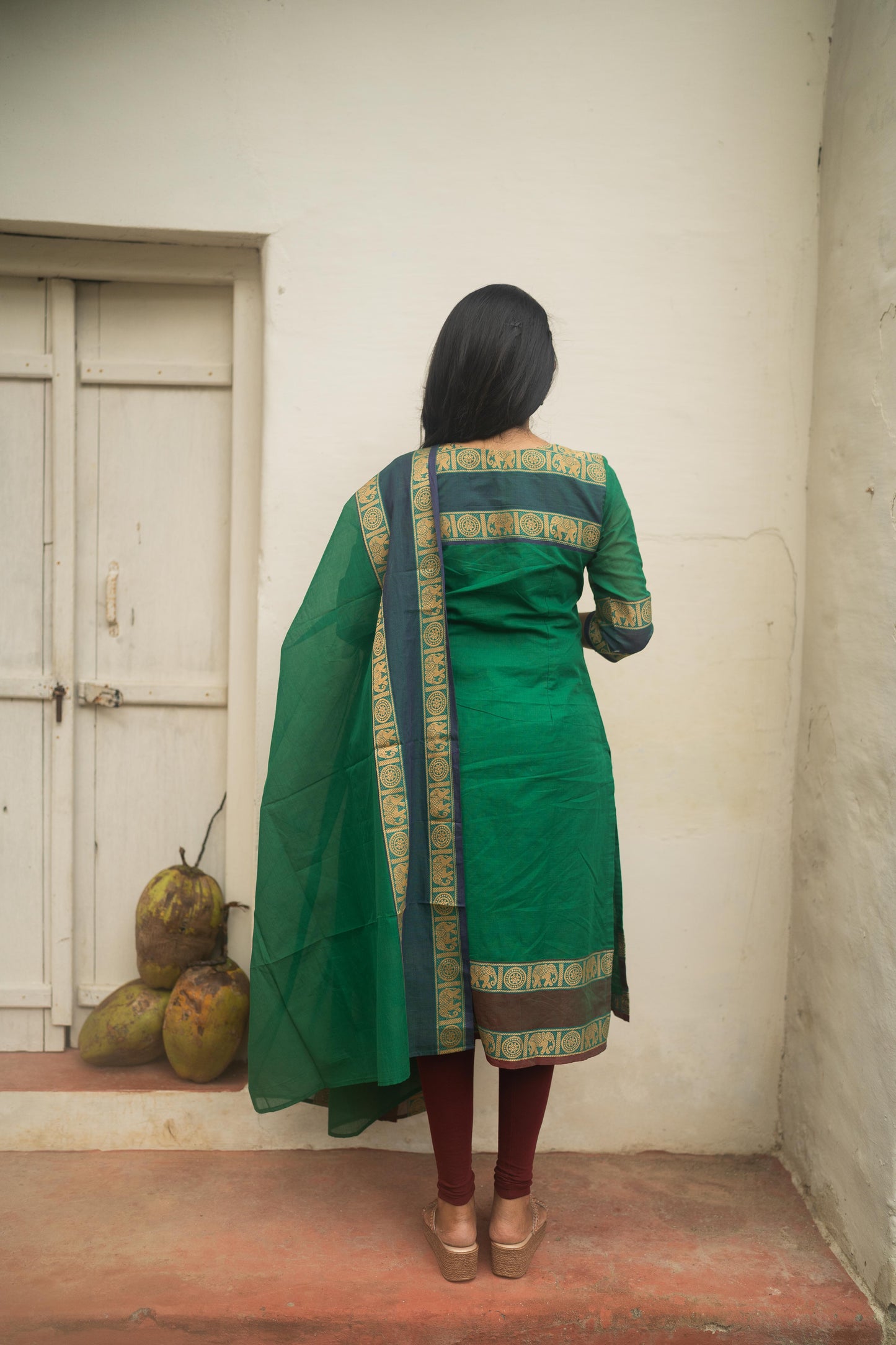 Studio Green Kanchi Cotton Top With  Dupatta