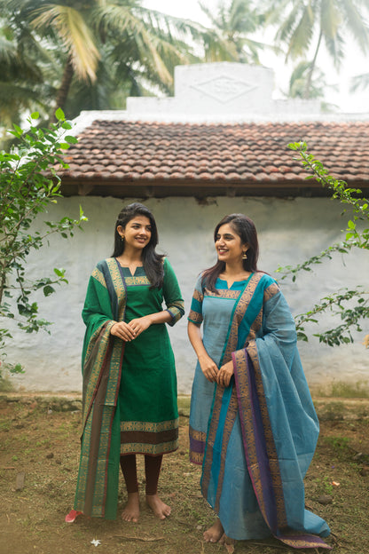 Studio Sky Blue Kanchi Cotton Top With  Dupatta