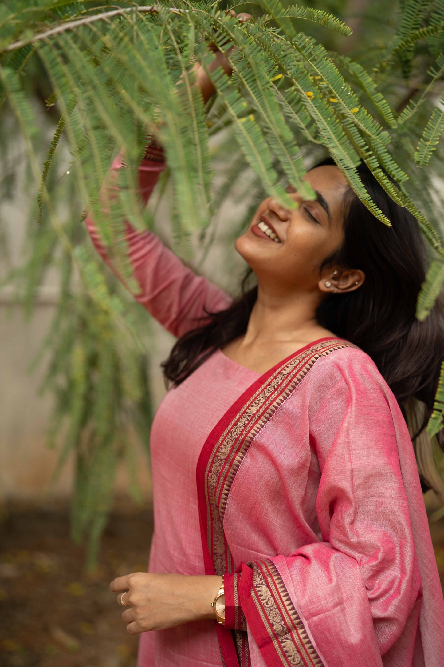 Studio Pink Malar Narayanpet Cotton Top & Dupatta Set