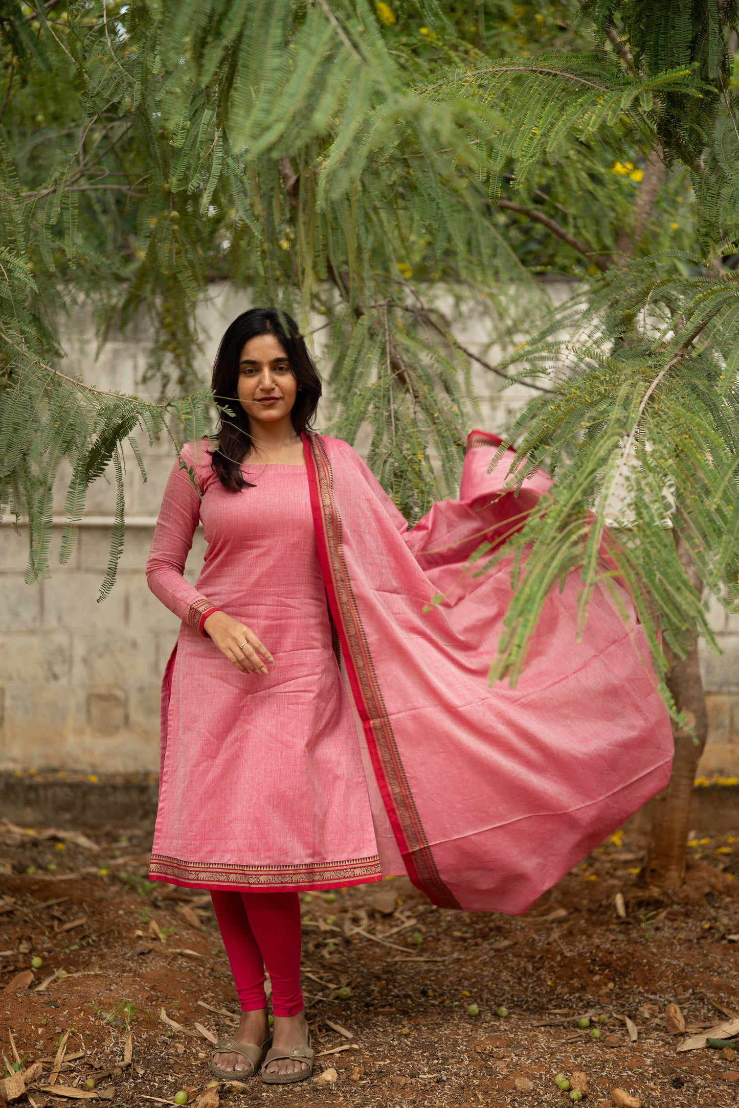 Studio Pink Malar Narayanpet Cotton Top & Dupatta Set
