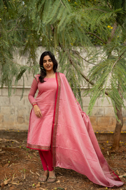 Studio Pink Malar Narayanpet Cotton Top & Dupatta Set