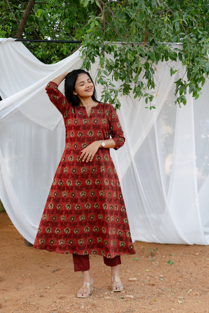 Studio Red Marigold A-Line Kurta Set