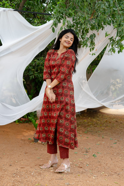 Studio Red Marigold A-Line Kurta Set