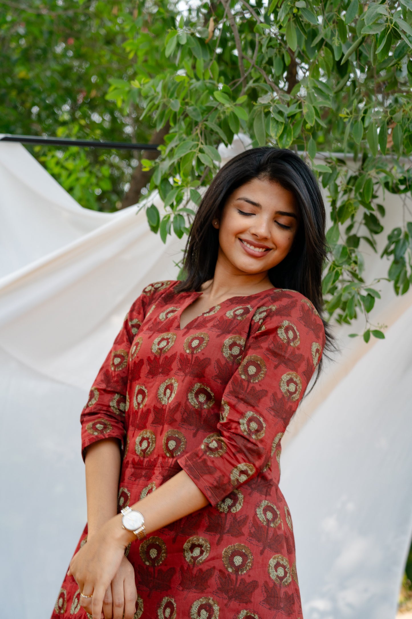 Studio Red Marigold A-Line Kurta Set