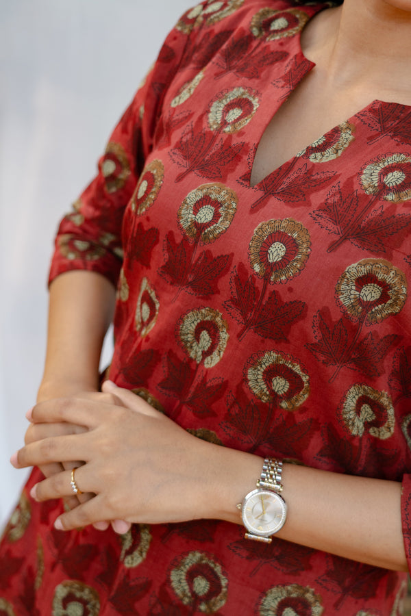 Studio Red Marigold A-Line Kurta Set