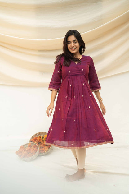 Studio Berry Pink Narayanpet Cotton Kurta Top