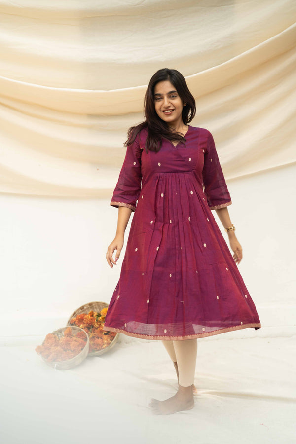 Studio Berry Pink Narayanpet Cotton Kurta Top