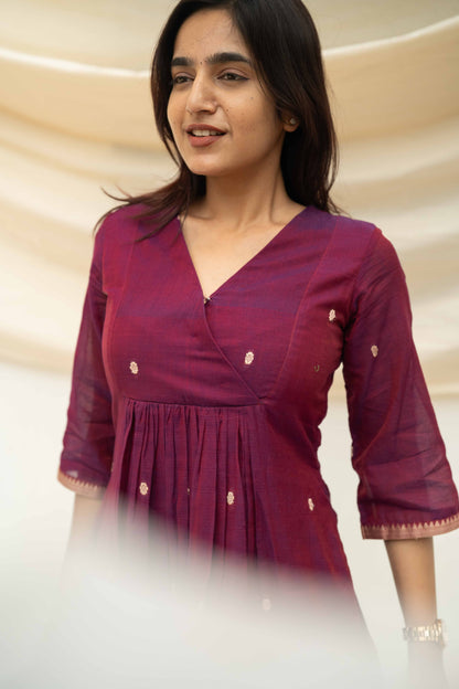 Studio Berry Pink Narayanpet Cotton Kurta Top