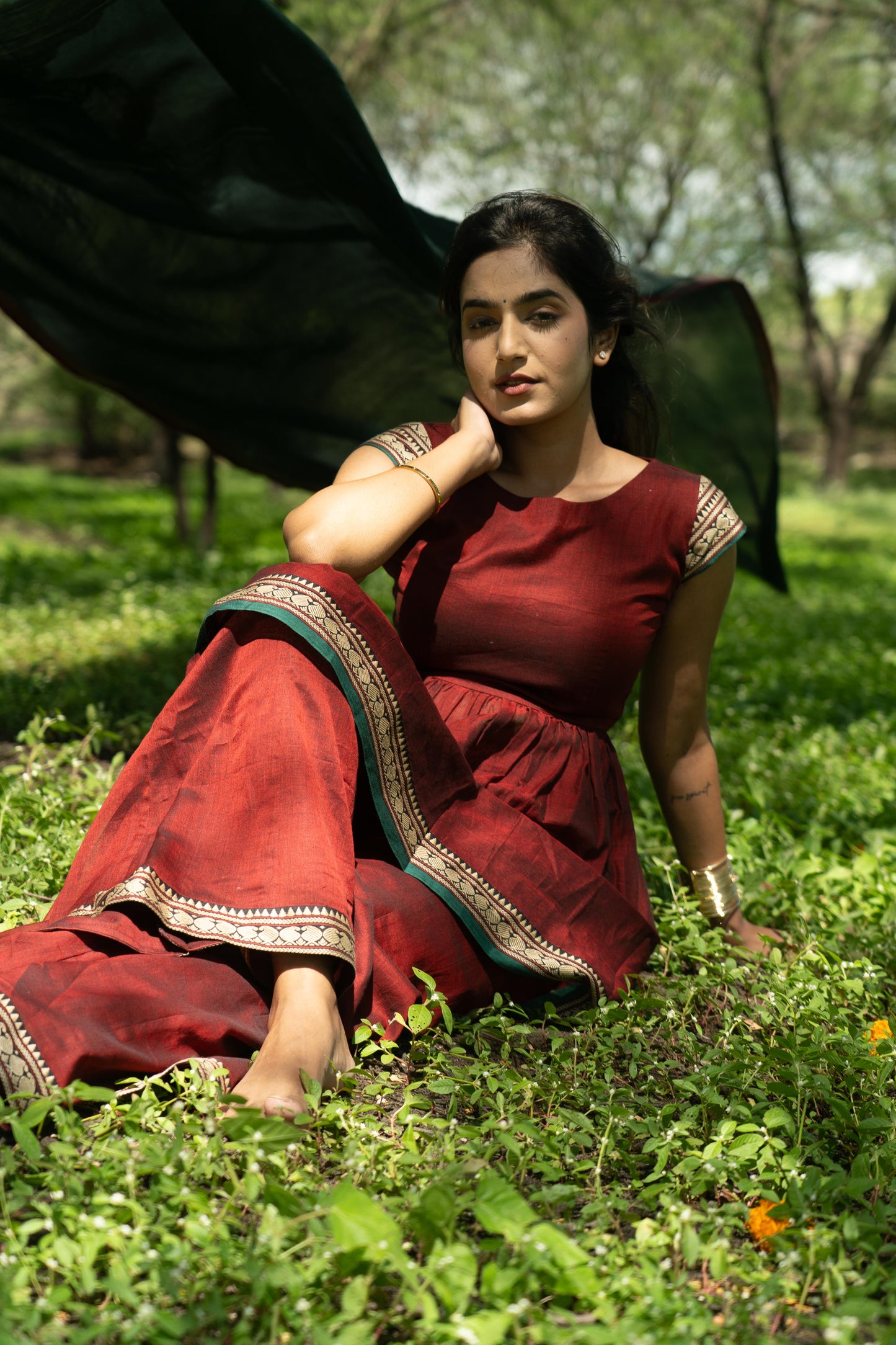 Studio  Maroon Sharara Set