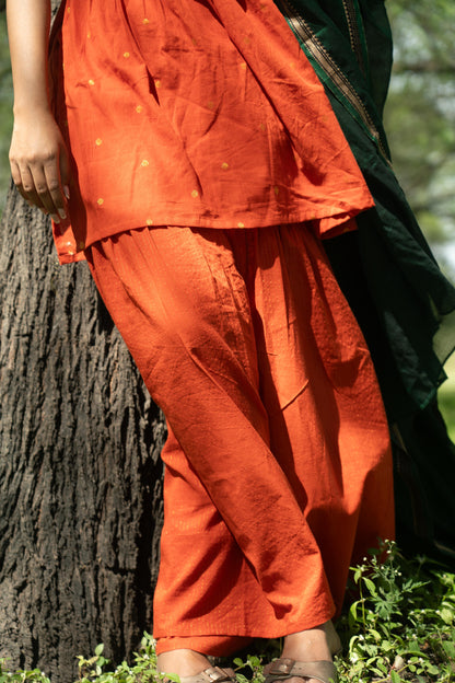 Studio  Orange Sharara Set (Green Dupatta Only)