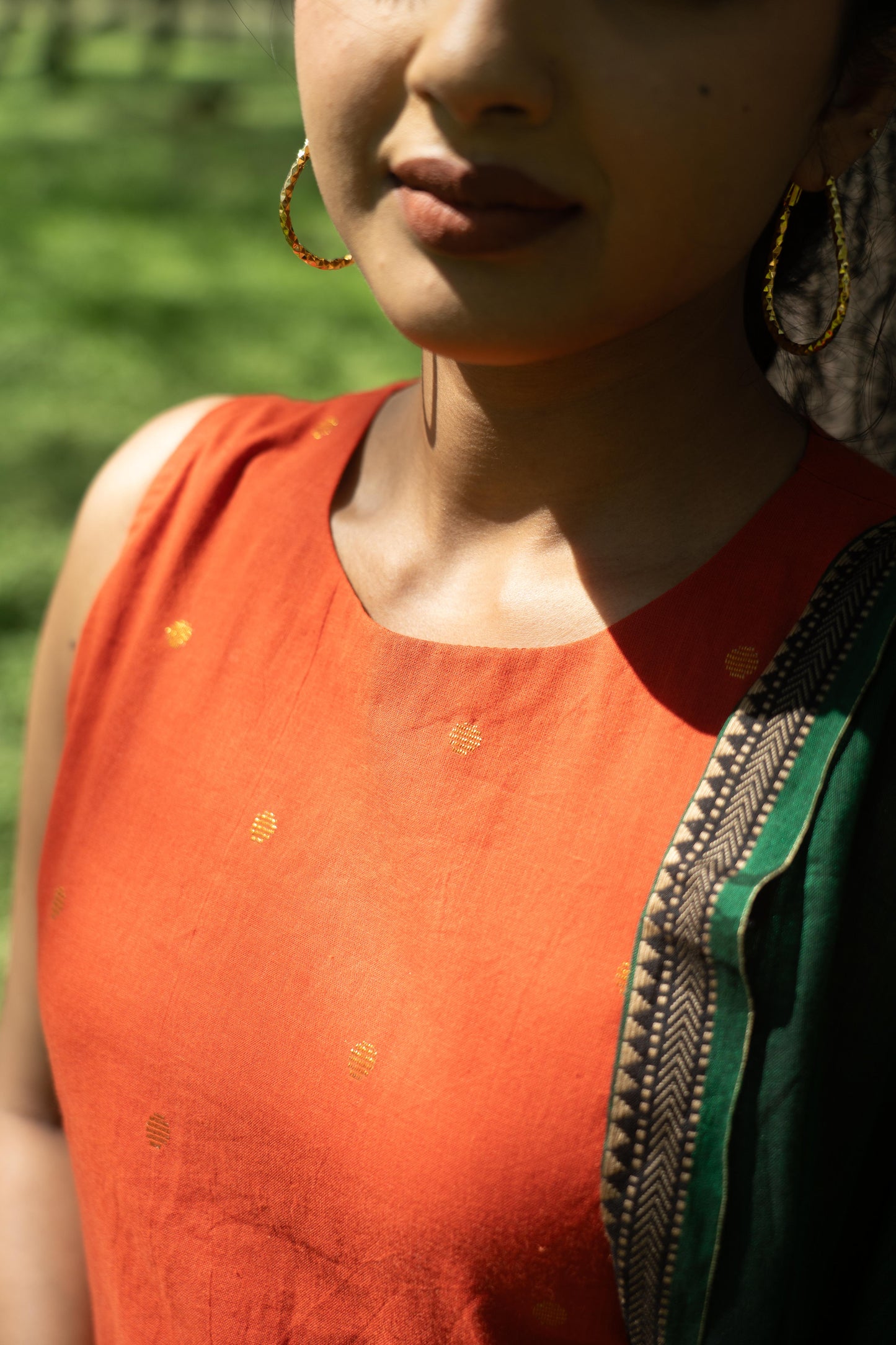 Studio  Orange Sharara Set (Green Dupatta Only)