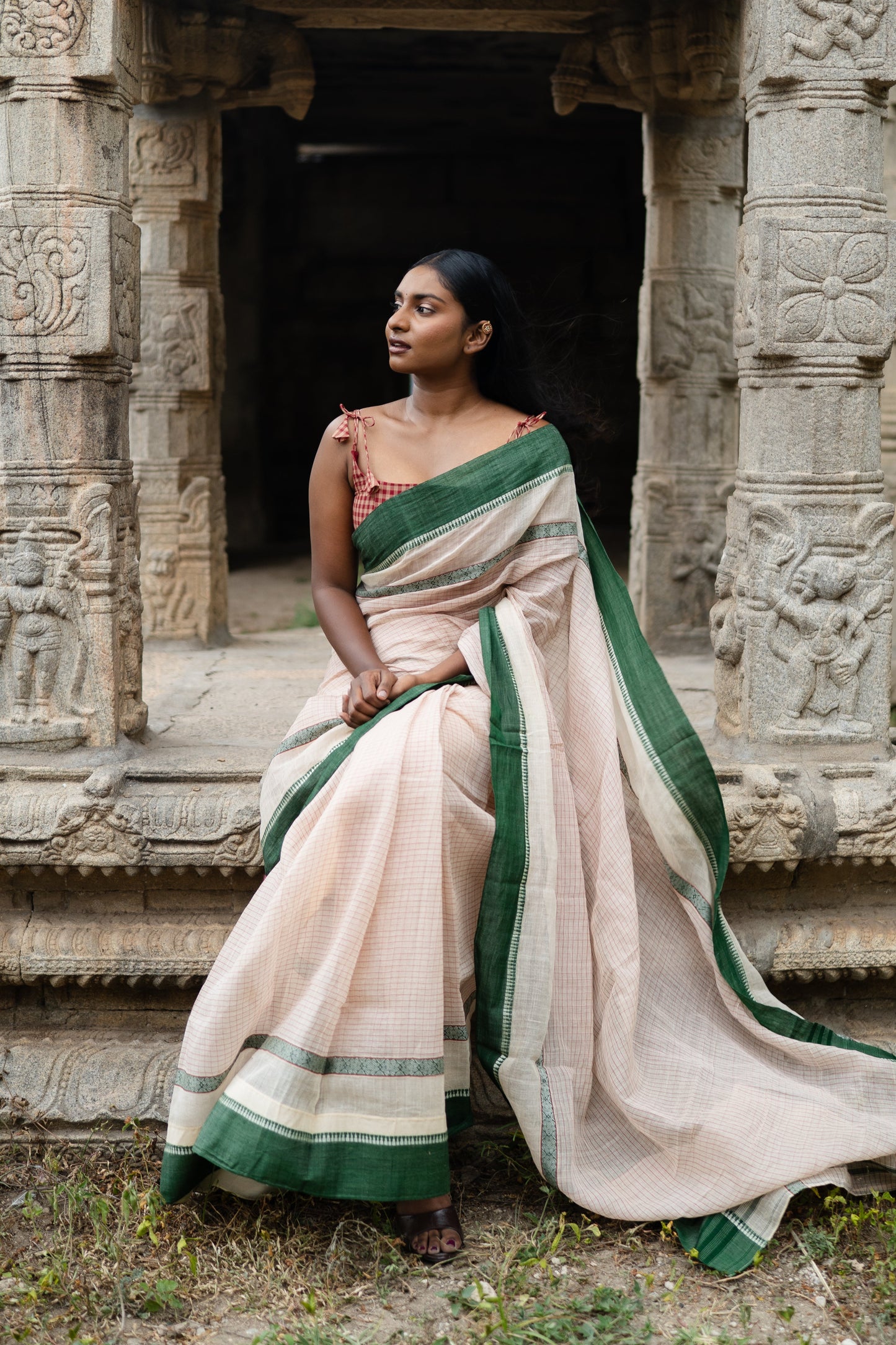 Ivory Muse Saree and Unstitched Blouse with 1m fabric