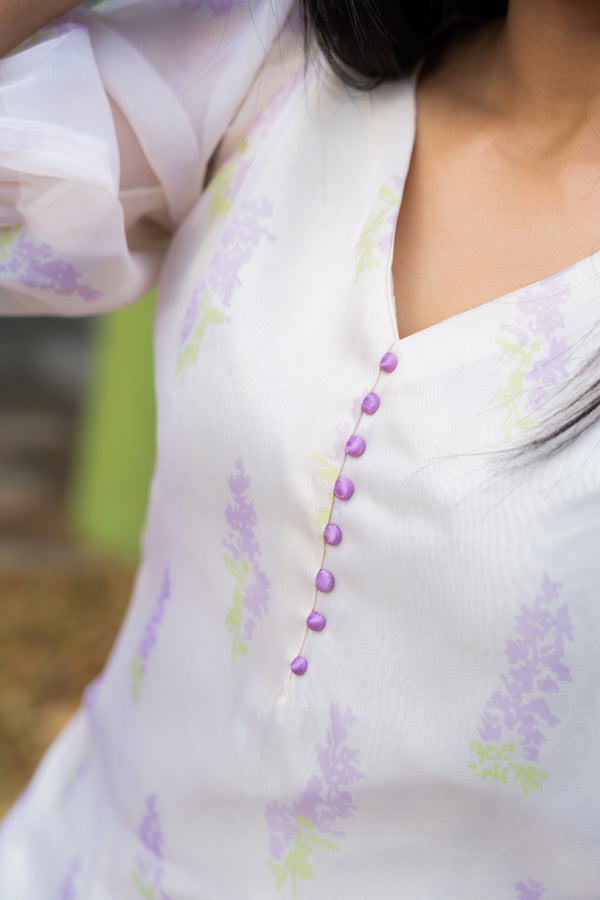 Studio Lavender Floral Organza Kurti Top